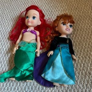 Disney Ariel and Anna Dolls with Red and Orange Hair used